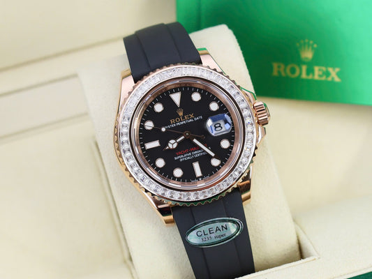 Rolex Yacht-Master Custom Gold Wrapped With Moissanite Baguette Diamond Clean Factory 40mm