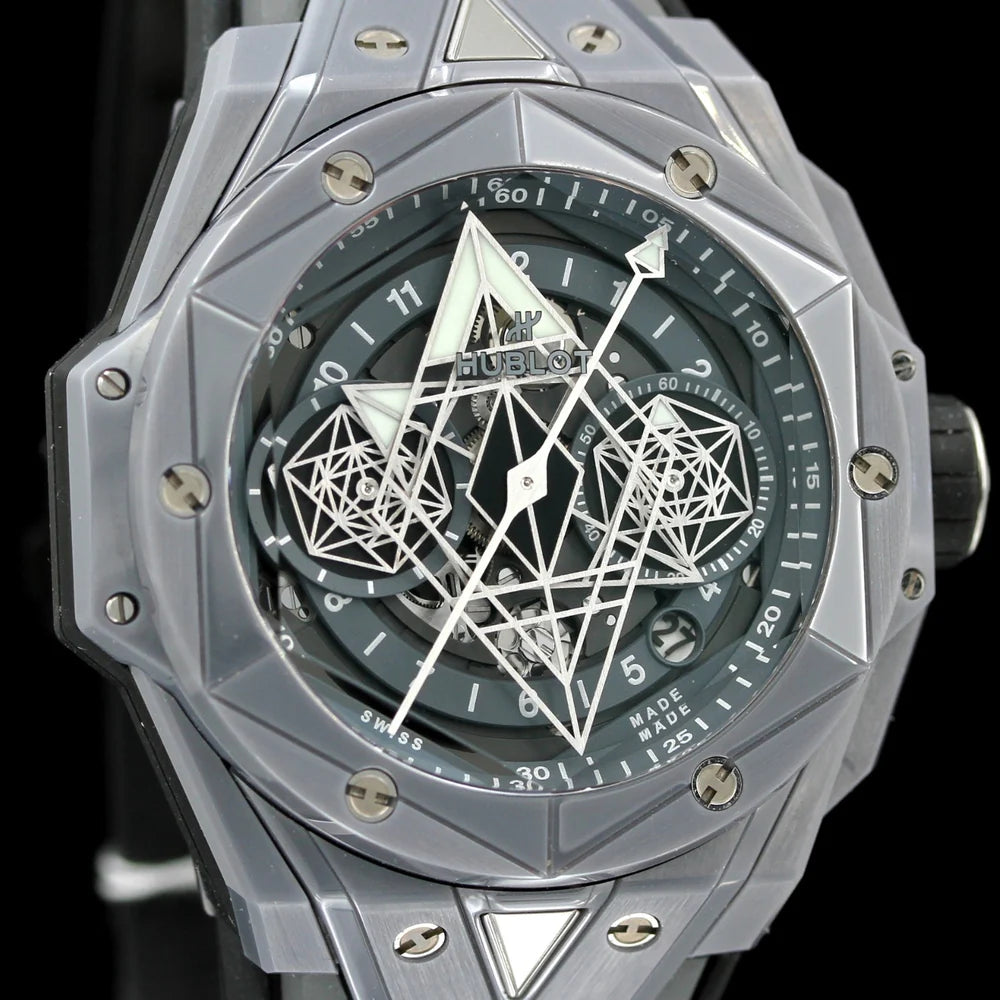 Κορώνα και pushers Hublot Big Bang Unico Sang Bleu II 45mm λεπτομέρεια