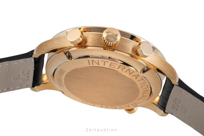 Close-up of the IWC IW371210 case showing the additional split-seconds pusher at 10 o'clock for the Rattrapante function.