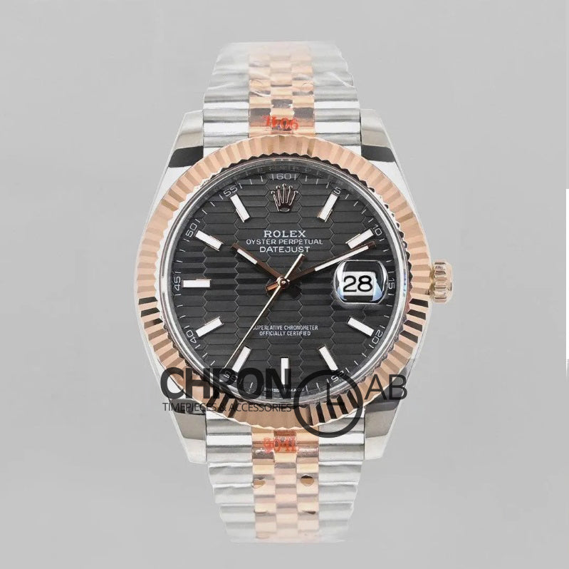 Datejust 3641 126331 Black Motif Dial in with Stick Markers in Jubilee