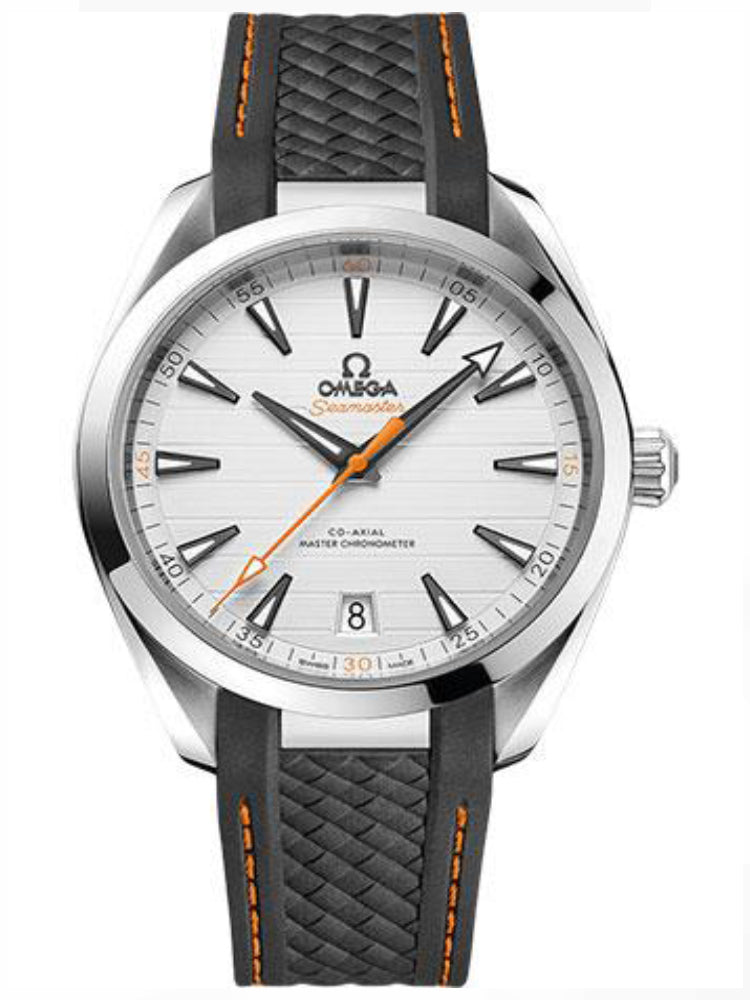Omega Aqua Terra Co-Axial Master Chronometer 41mm Steel Case with Grey Structured Rubber Strap.