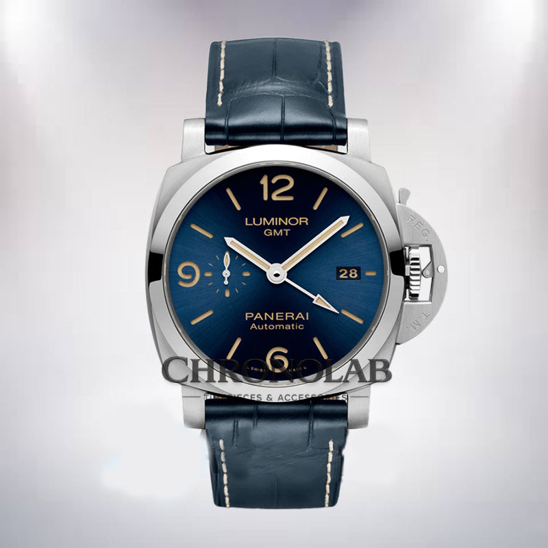 Panerai Luminor GMT PAM01033 Men's 44mm Leather Strap Blue Dial