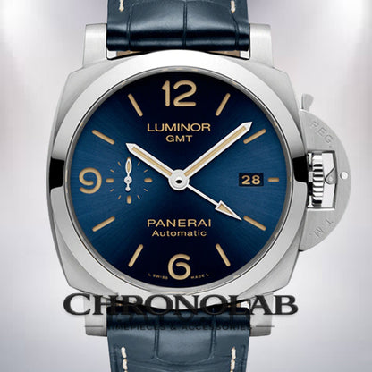 Panerai Luminor GMT PAM01033 Men's 44mm Leather Strap Blue Dial