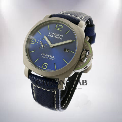 Panerai Luminor Marina PAM1117 Men's 44mm Silver-tone Rubber Band