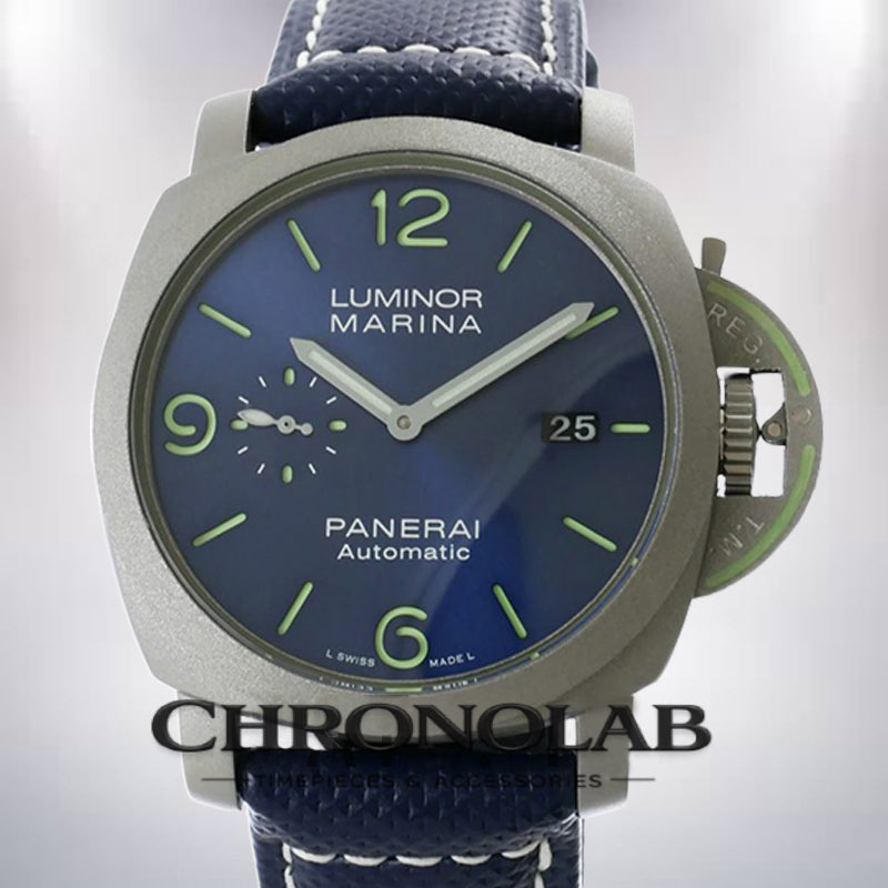 Panerai Luminor Marina PAM1117 Men's 44mm Silver-tone Rubber Band