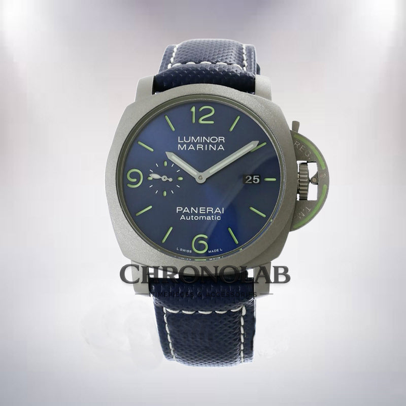 Panerai Luminor Marina PAM1117 Men's 44mm Silver-tone Rubber Band