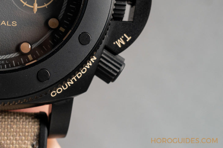 Panerai Submersible Chrono Navy SEALs Titanio 47mm replica automatic watch front view – chronolab.gr