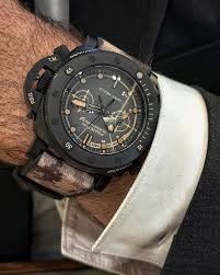 Panerai Navy SEALs Submersible Chrono 47mm replica watch titanium bezel and dial detail – chronolab.gr