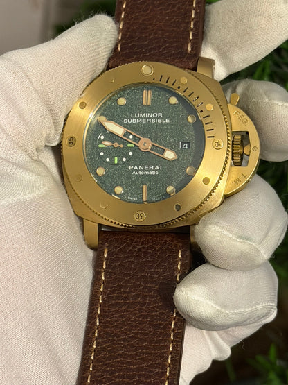 Panerai Submersible Bronzo 47mm – Green Dial & Brown Leather Strap PAM 00968