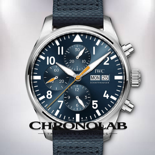 Pilot's Automatic Chronograph 43mm Blue Dial Blue Calfskin Strap Watch for Men - IW377729