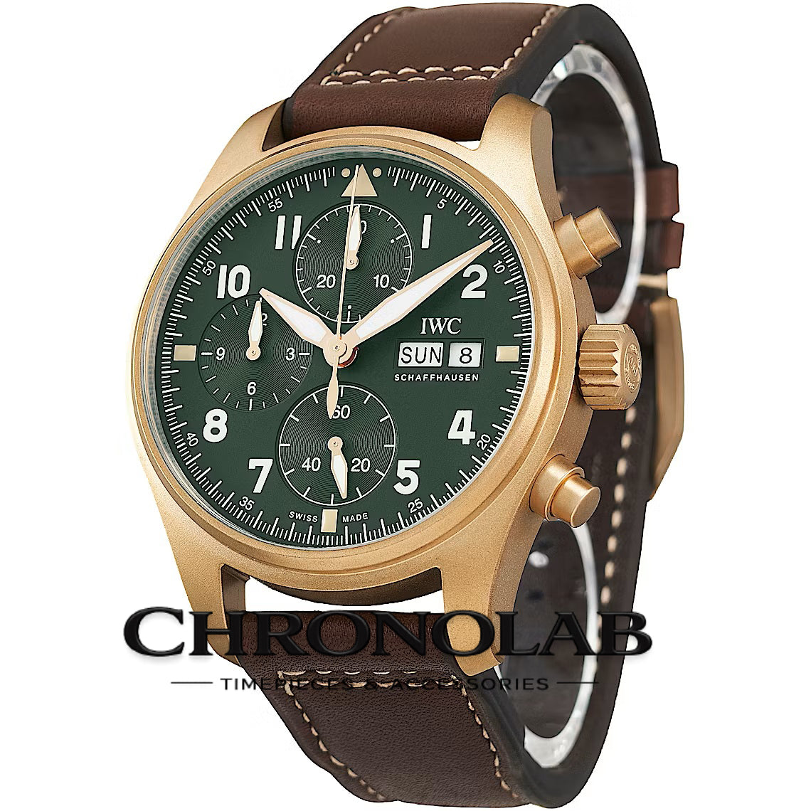 Stainless steel case back of the IWC Spitfire Chronograph featuring the iconic aircraft engraving and 69380 calibre automatic movement protection