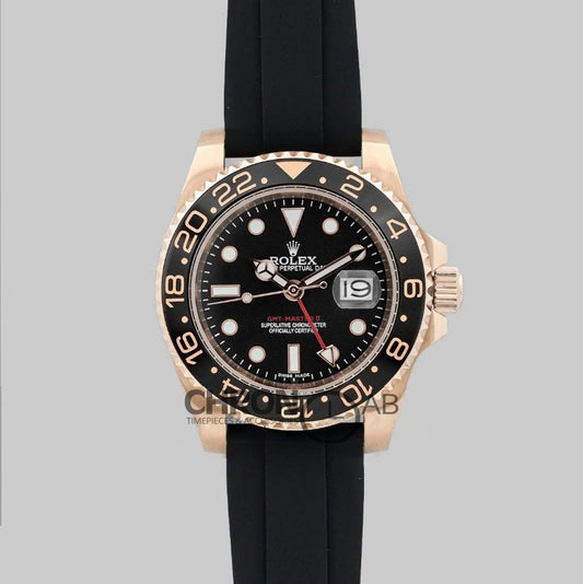 GMT Master II in Rose Gold on Rubber Strap