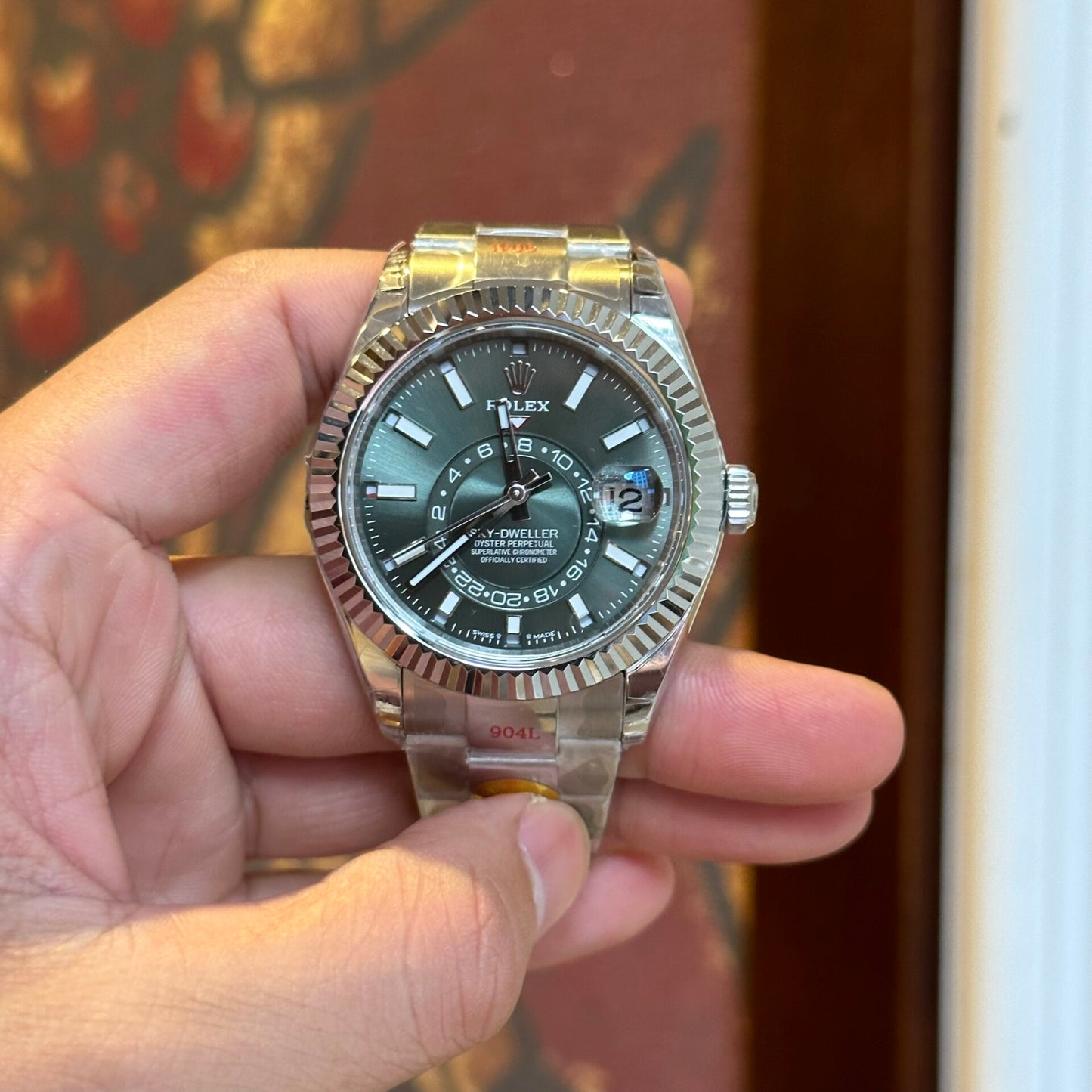 Rolex Sky Dweller 326935 Replica Watch Green Dial Noob Factory 42mm