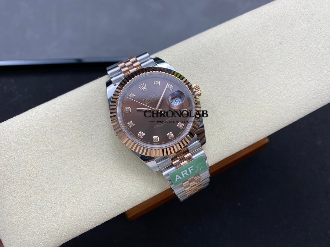 Rolex Datejust 126331 0004 2-Tone Gold Chocolate Dial Diamonds 41mm