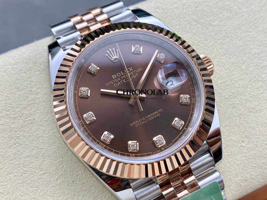 Rolex Datejust 126331 0004 2-Tone Gold Chocolate Dial Diamonds 41mm