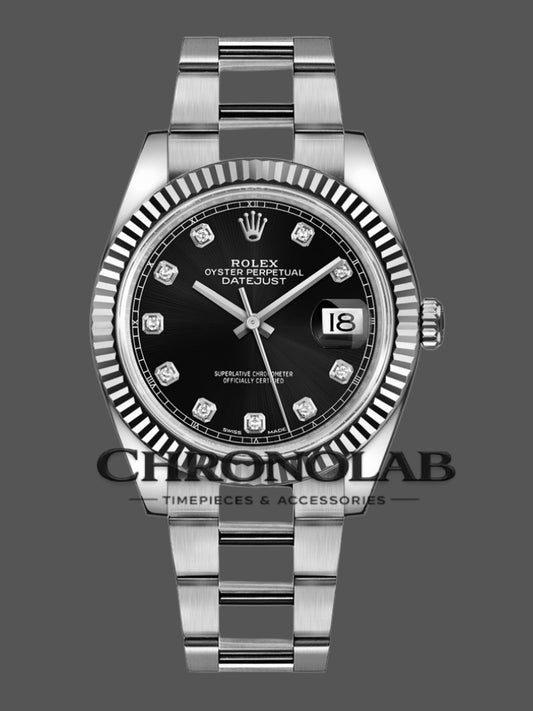 Rolex Datejust 126334 Fluted Bezel Black Diamond Dial 36mm
