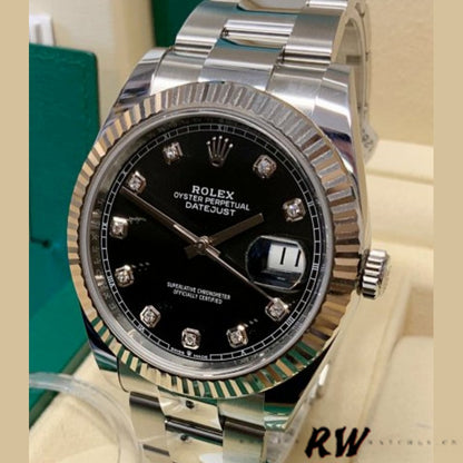 Rolex Datejust 126334 Fluted Bezel Black Diamond Dial 36mm