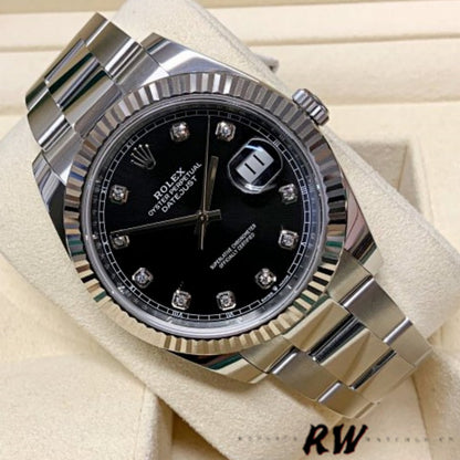 Rolex Datejust 126334 Fluted Bezel Black Diamond Dial 36mm