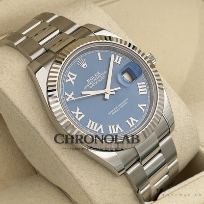 Rolex Datejust 126334 Fluted Bezel Blue Roman Numeral Dial 41MM Mens Replica Watch