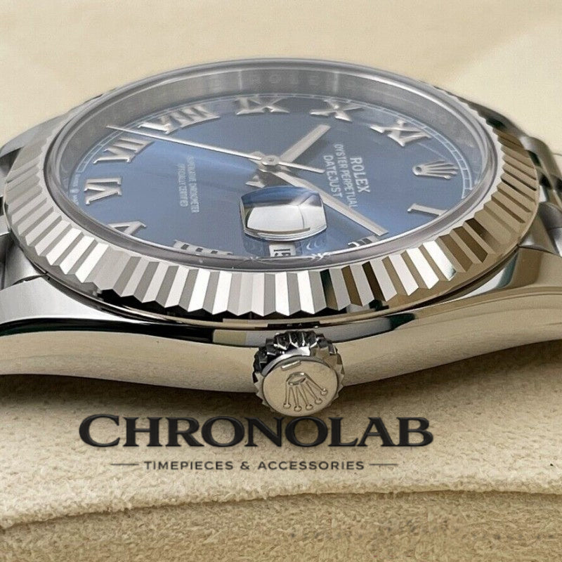 Rolex Datejust 126334 Fluted Bezel Blue Roman Numeral Dial 41MM Mens Replica Watch