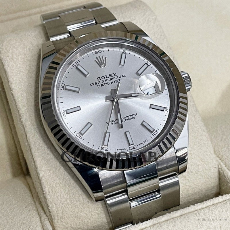 Rolex Datejust 126334 Fluted Bezel Silver Dial 41MM Mens Replica Watch