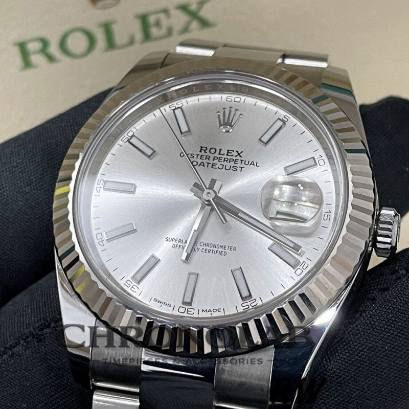 Rolex Datejust 126334 Fluted Bezel Silver Dial 41MM Mens Replica Watch
