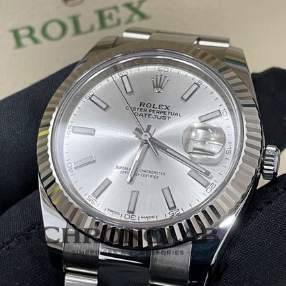 Rolex Datejust 126334 Fluted Bezel Silver Dial 41MM Mens Replica Watch