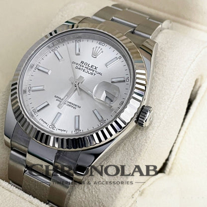 Rolex Datejust 126334 Fluted Bezel Silver Dial 41MM Mens Replica Watch