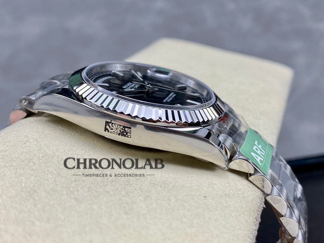 Rolex Day-Date 118239 Black Dial Fluted Bezel 36mm Unisex Replica Watch