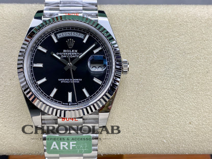 Rolex Day-Date 118239 Black Dial Fluted Bezel 36mm Unisex Replica Watch