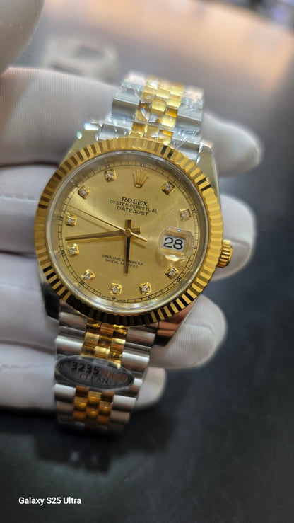 Rolex Rolex Datejust 41 Two-Tone Gold Dial Diamond Markers 126333 Clean Factory