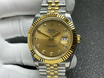 Rolex Rolex Datejust 41 Two-Tone Gold Dial Diamond Markers 126333 Clean Factory χερι 