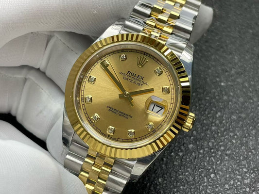 Rolex Rolex Datejust 41 Two-Tone Gold Dial Diamond Markers 126333 Clean Factory καντράν 