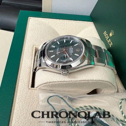 Rolex Datejust 126334 Fluted Bezel Green Motif Dial 41MM Mens Replica Watch