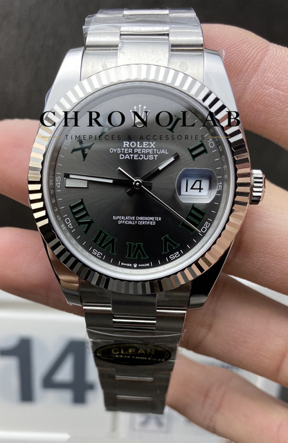 Rolex Datejust 41mm 126334 Wimbledon Dial Oyster Clean Factory zoom in