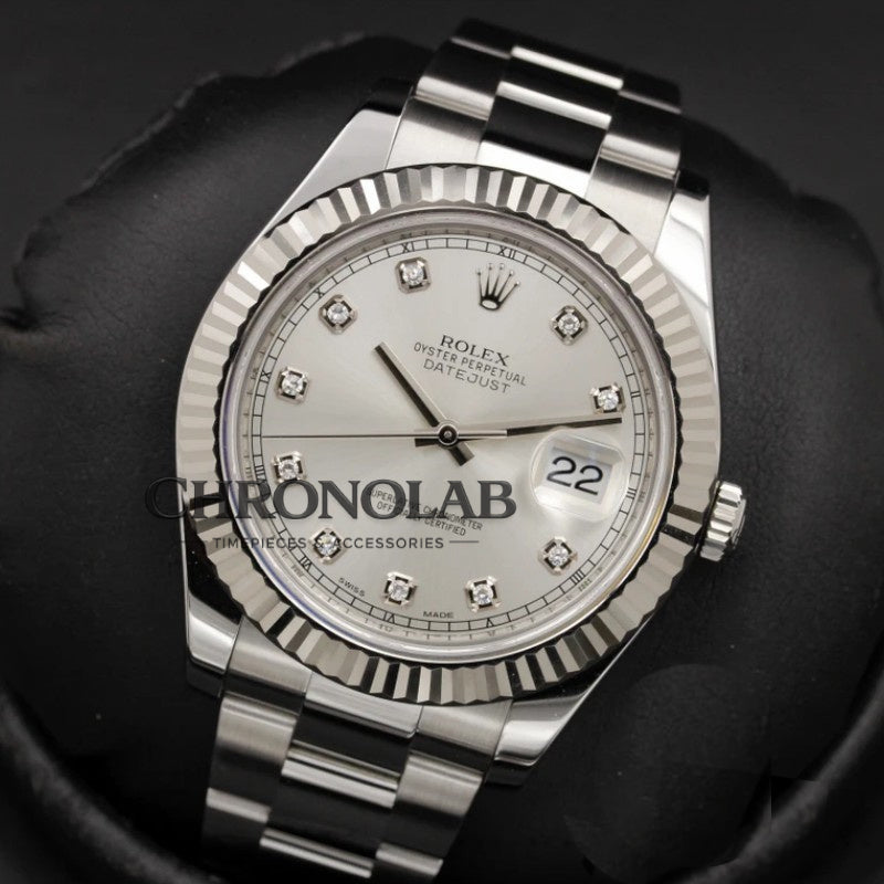 Rolex Datejust II 116334 Silver Diamond Dial 36mm Mens Replica Watch