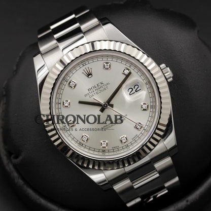 Rolex Datejust II 116334 Silver Diamond Dial 36mm Mens Replica Watch