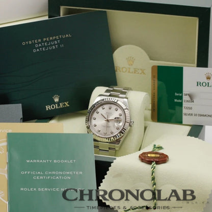 Rolex Datejust II 116334 Silver Diamond Dial 36mm Mens Replica Watch