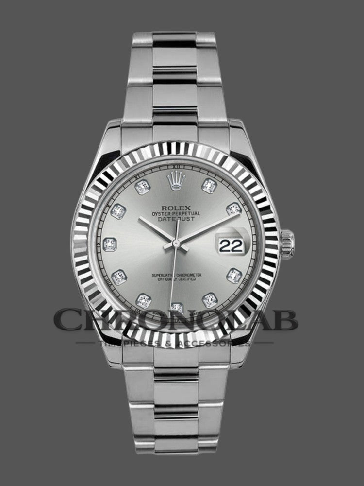 Rolex Datejust II 116334 Silver Diamond Dial 36mm Mens Replica Watch