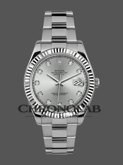 Rolex Datejust II 116334 Silver Diamond Dial 36mm Mens Replica Watch