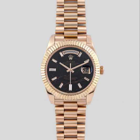 Day date 36/40 128235 Eisenkiesel (Quartz Stone) Dial Diamond Markers in Everose Gold