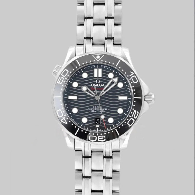 Seamaster Diver 300M SS Black Ceramic Bezel Black Dial on SS Bracelet