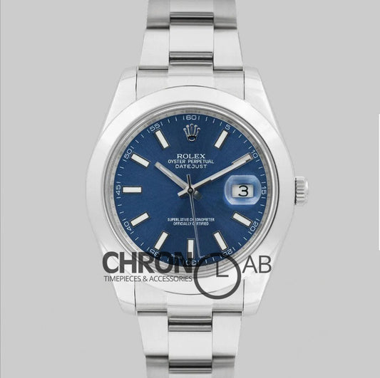 Datejust II 41 116300 Blue Dial Stick Markers with Oyster Bezel