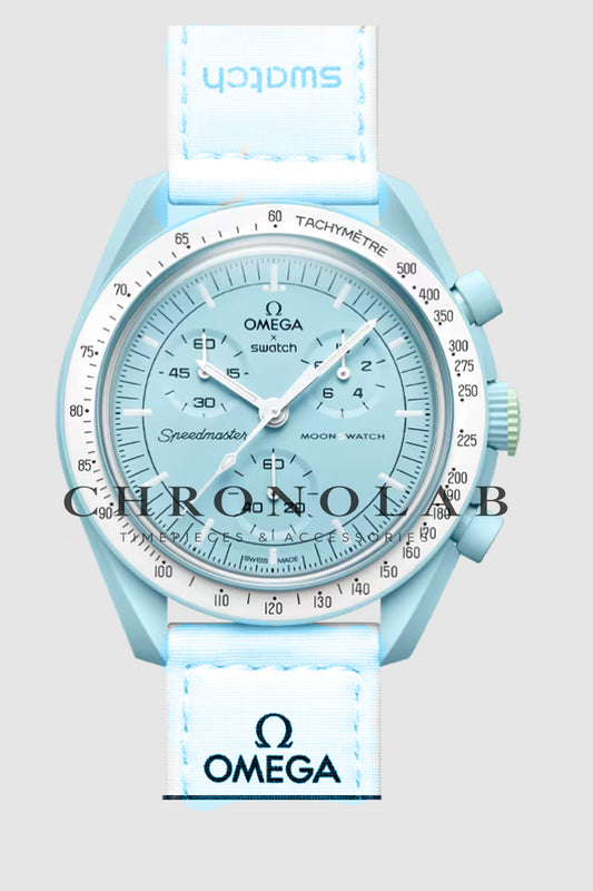 Ρολόι Swatch x Omega MoonSwatch Mission to Earth SO33G100 πράσινο μπλε χρώμα έκδοση AA+ με λουράκι βέλκρο
