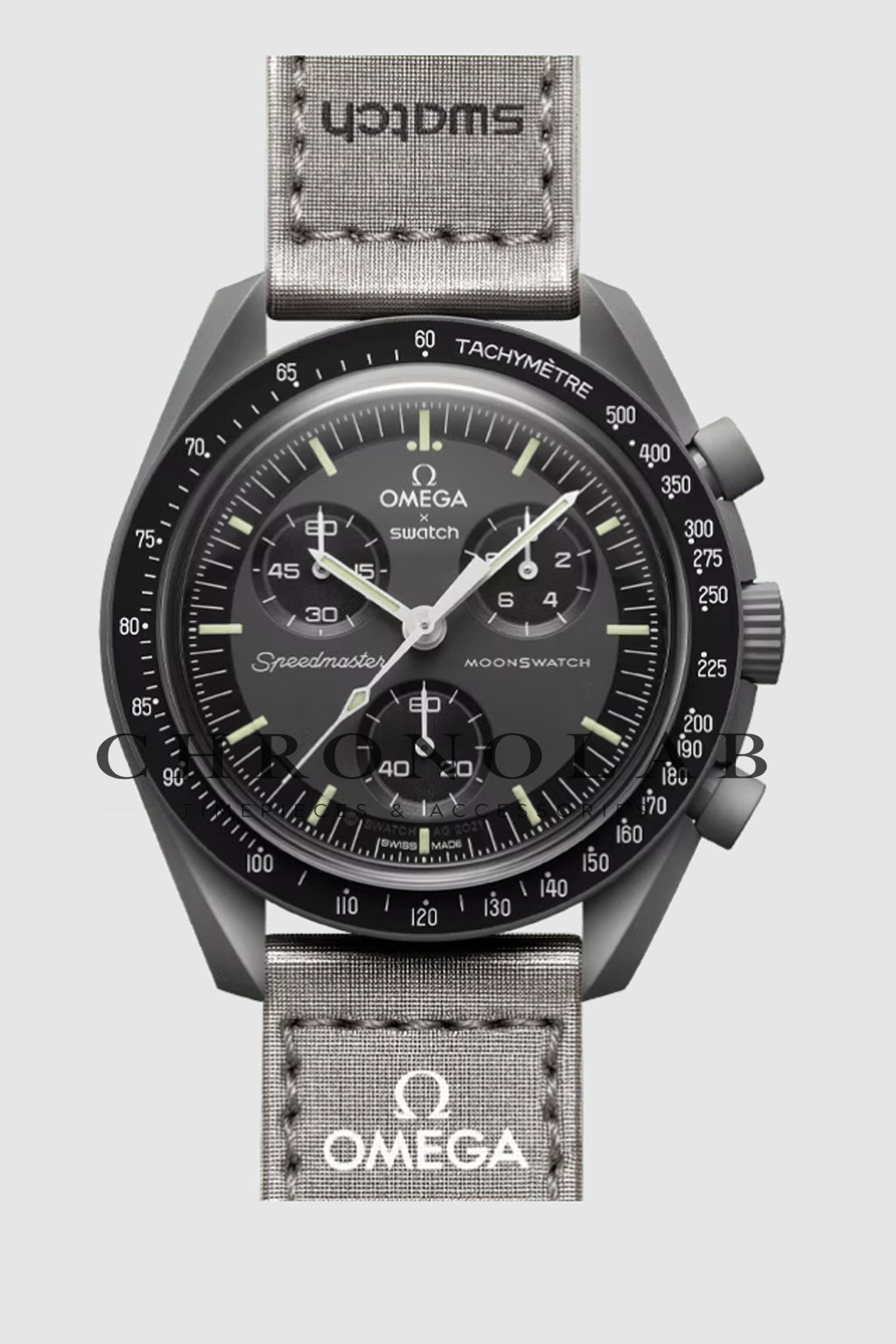 Ρολόι Swatch x Omega MoonSwatch Mission to Saturn SO33T100 μπεζ καφέ χρώμα έκδοση AA+ με λουράκι βέλκρο