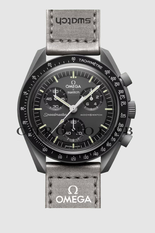 Ρολόι Swatch x Omega MoonSwatch Mission to Saturn SO33T100 μπεζ καφέ χρώμα έκδοση AA+ με λουράκι βέλκρο