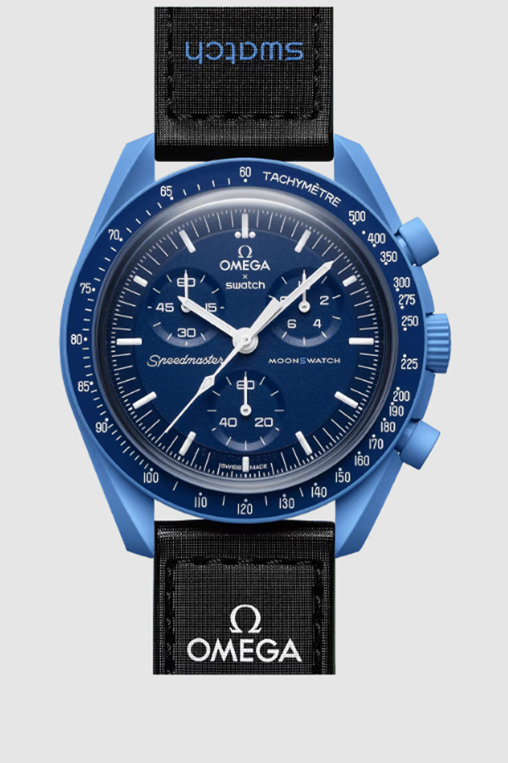 Swatch x Omega MoonSwatch Mission to Neptune SO33N100 Replica AA+ μπροστινή όψη