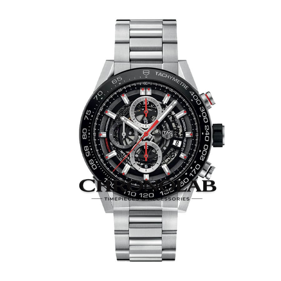 TAG Heuer Carrera 01 Steel Black Replica 45mm – ανδρικό ρολόι chronograph Swiss Made