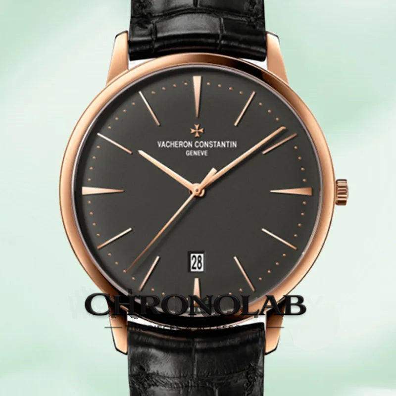 Patrimony 85180/000R-9166 Replica Men Leather Strap Rose Gold 42mm