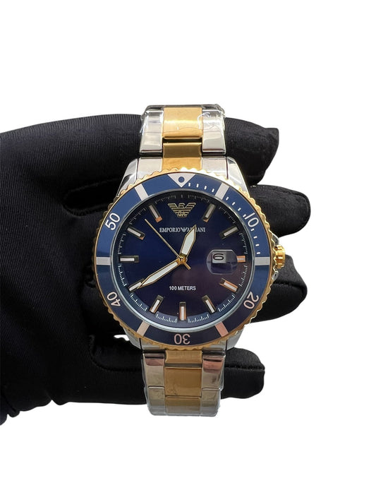 Diver Two Tone Stainless Steel Bracelet Blue Dial AR80063SET 1+1 ΔΩΡO